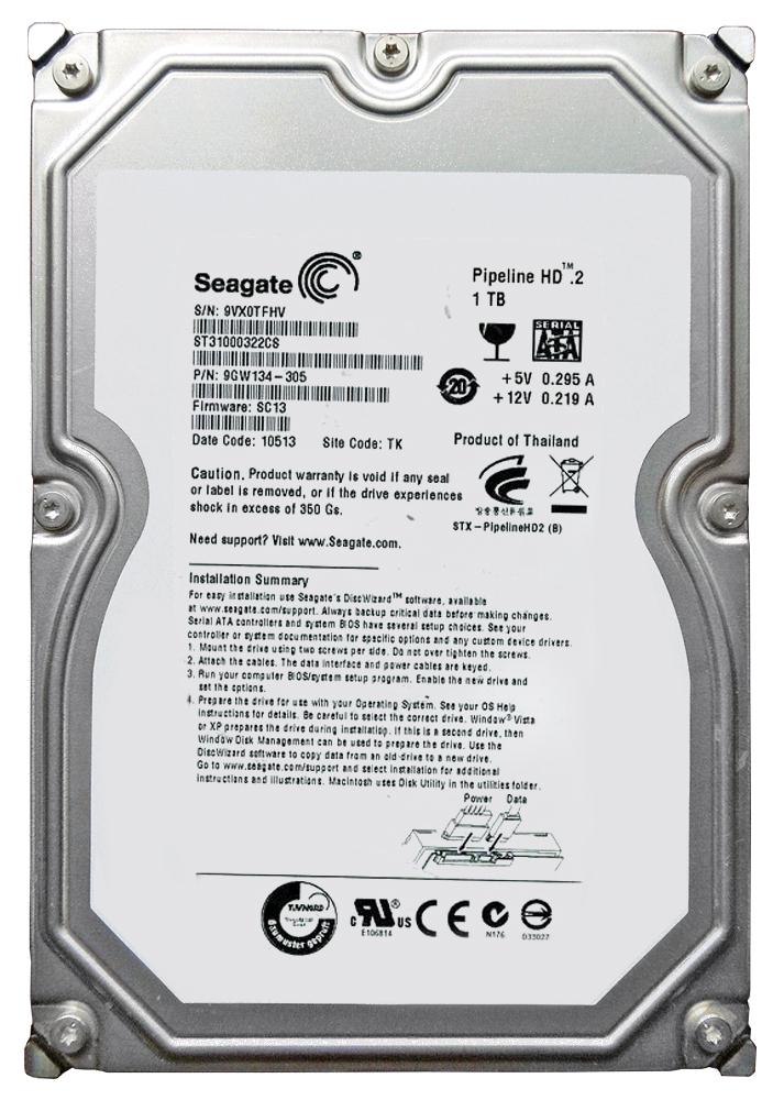 Seagate 9GW134-305 Pipeline HD.2 1TB 5900RPM SATA 3Gb/s 8MB Cache 3.5-inch Hard Drive